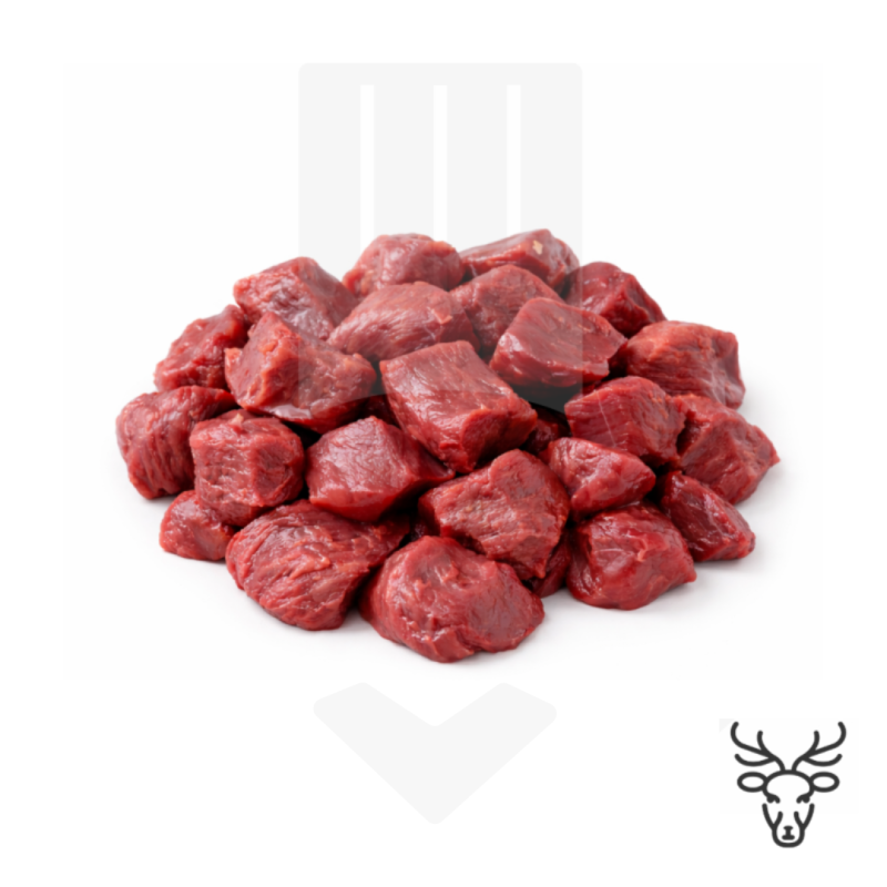 Viande de cerf surgelée et coupée à la main