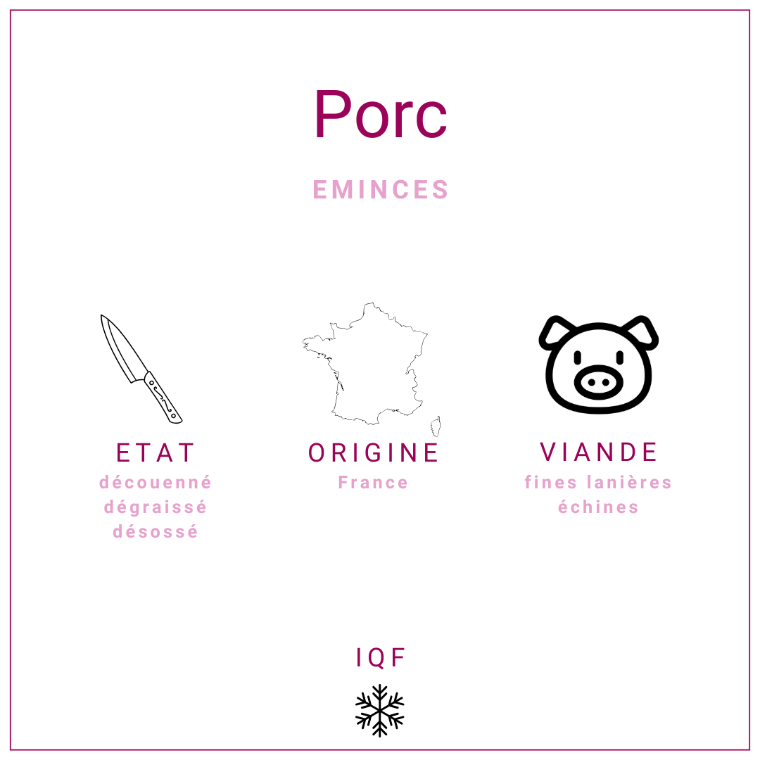 Emincés Echine Porc +/-25gr | Grossiste Alimentaire