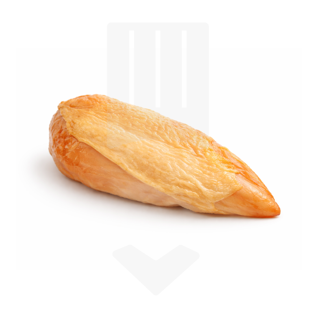 Filet de poulet avec peau, cuit et fumé d'UE