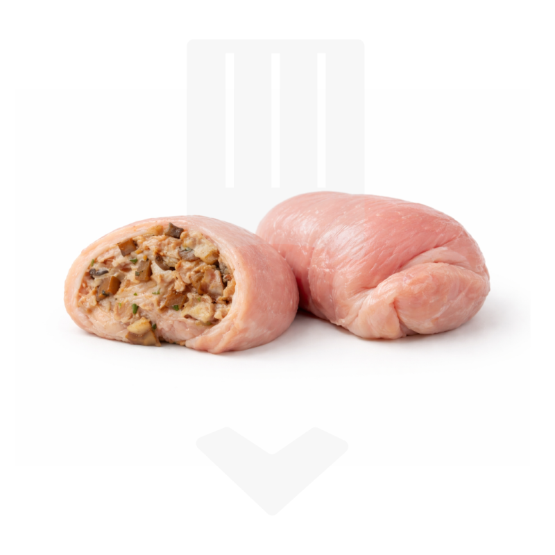 Fondant de poulet cru et farci aux cèpes IQF