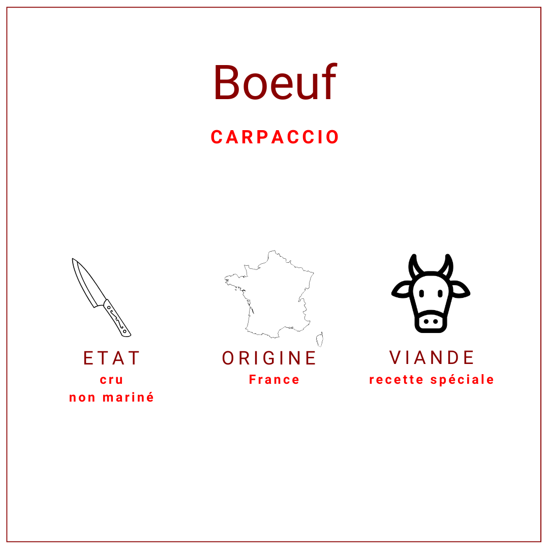 Carpaccio de boeuf Charolais d'origine France