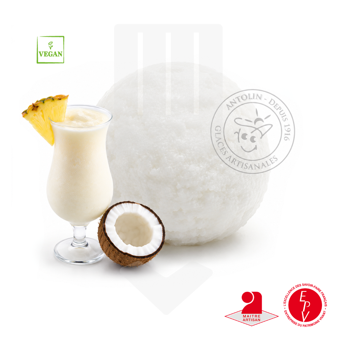 Sorbet saveur pinacolada - glace en bac de 2.5L