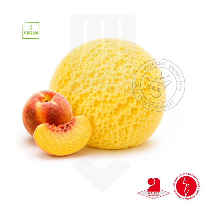 Sorbet artisanal pêche jaune de chez Antolin