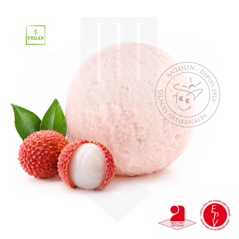 Sorbet artisanale saveur de litchi - Bac de 2.5L
