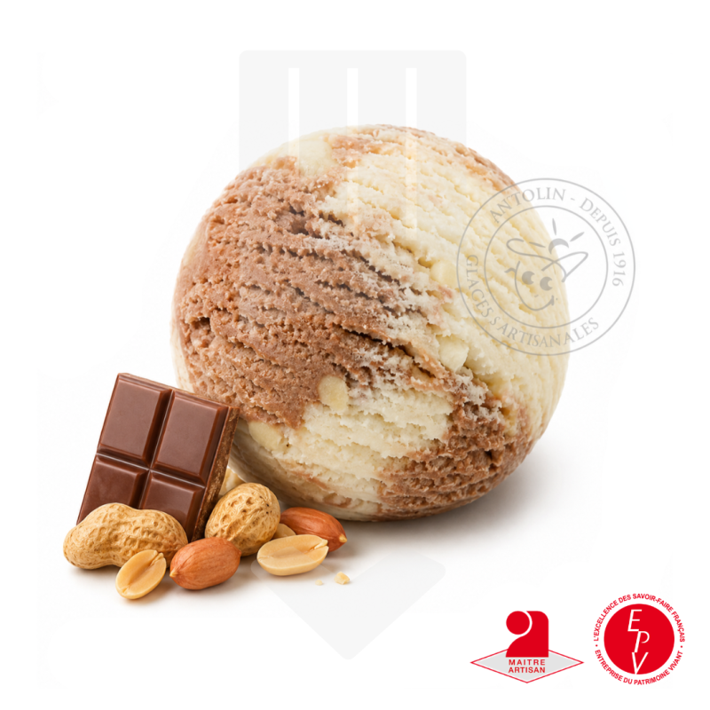 La crème glacée chocolat cacahuète 2.5L