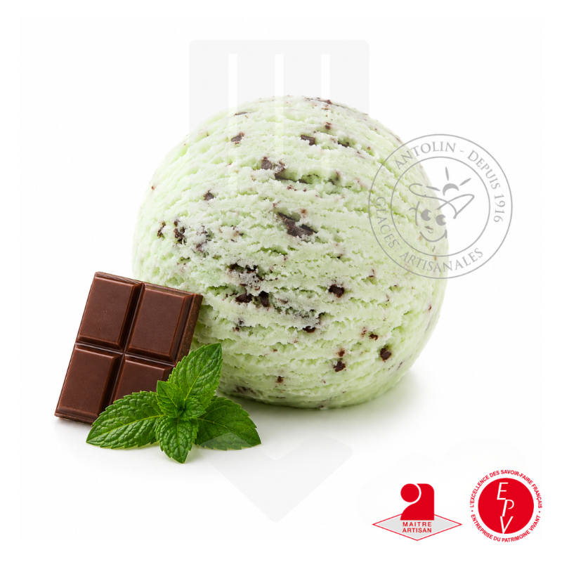 Crème glacée menthe chocolat de chez Antolin