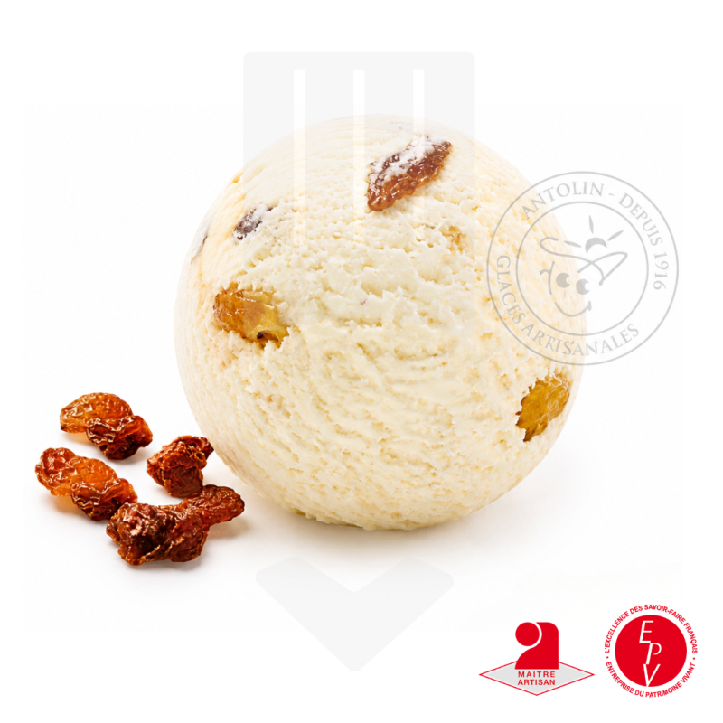 Crème glacée rhum raisin de la maison Antolin