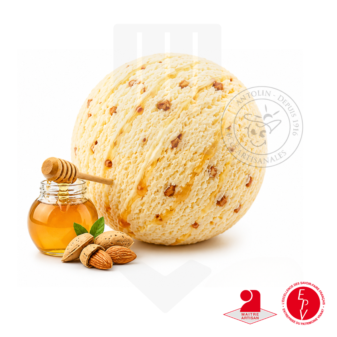 Crème glacée miel & amandes de chez Antolin