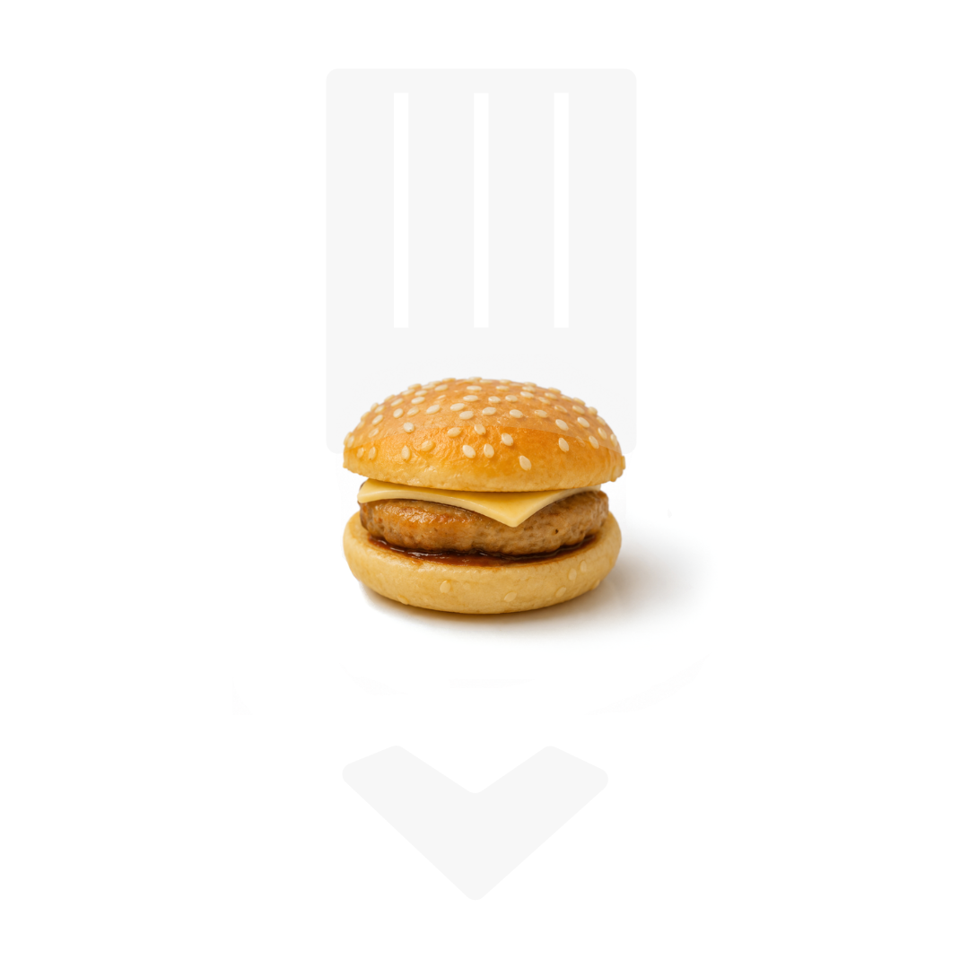 Mini hamburger surgelé garni de poulet et de fromage