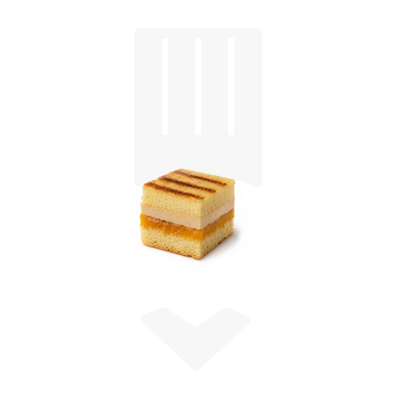 Mini brioche surgelée, de foie gras et de mangue