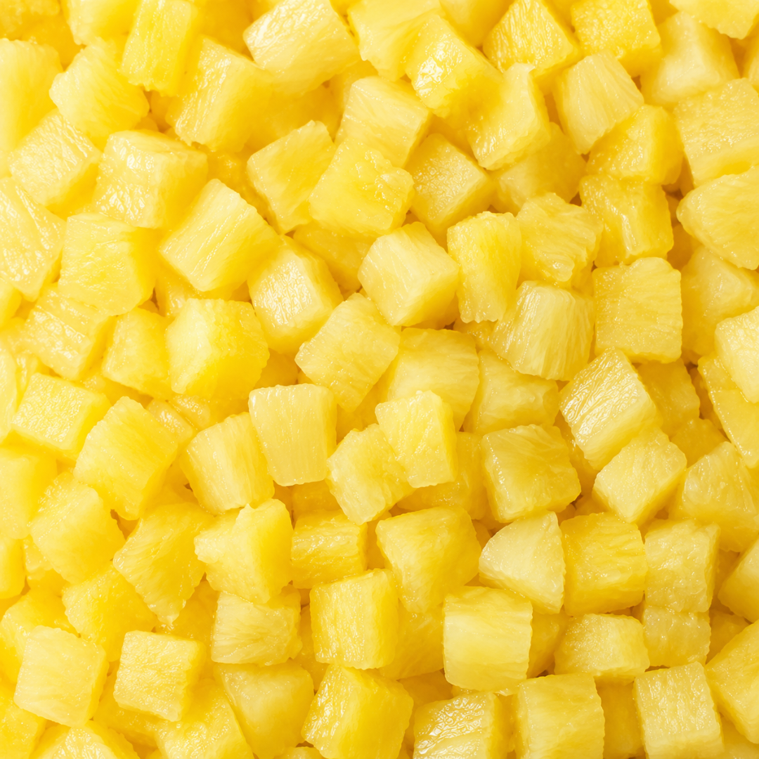 Brunoise ananas murs et coupés puis surgelés