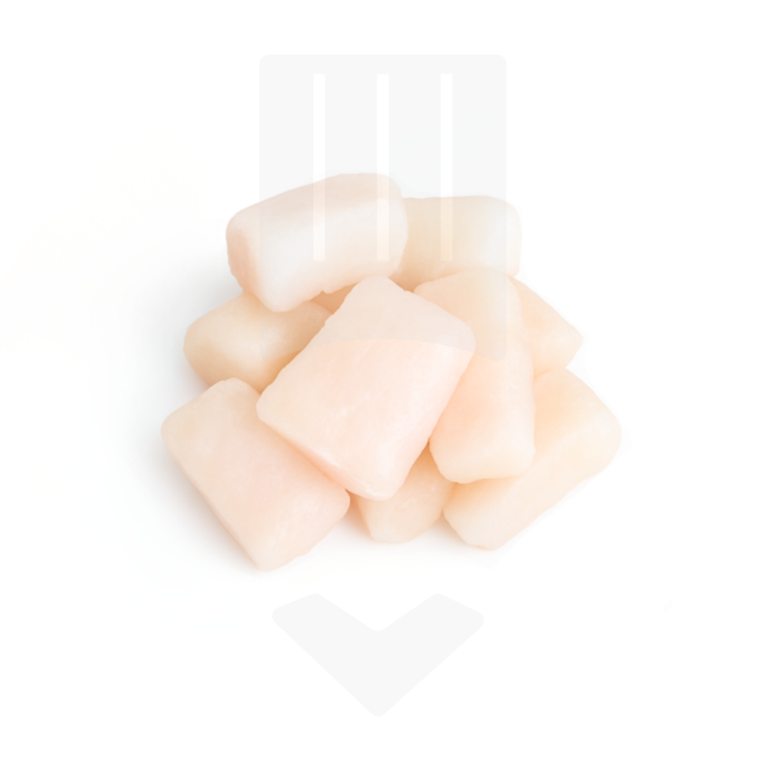 Morceaux de filet de lotte, sans peau, pièces de 25gr