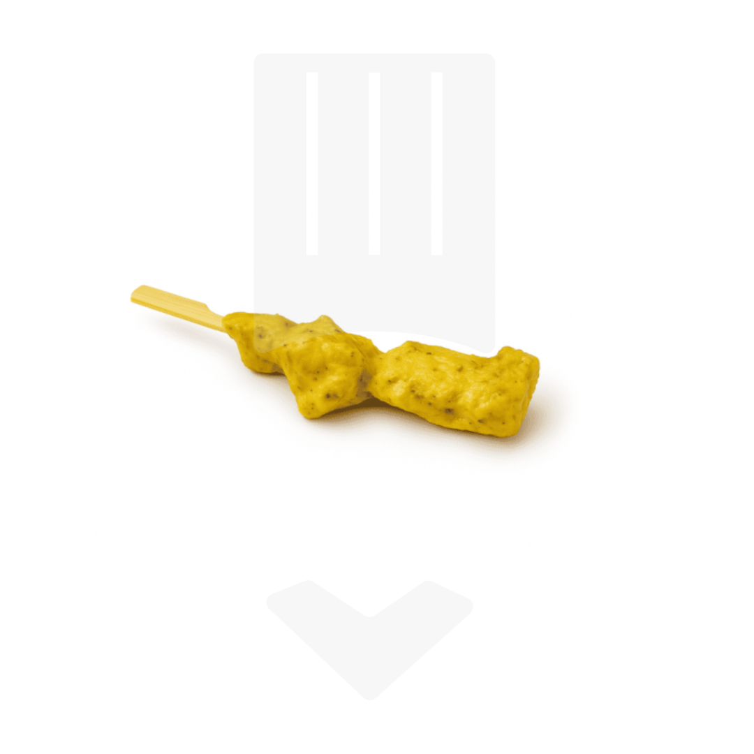 Mini brochette de poulet cuit et satay +/- 15gr