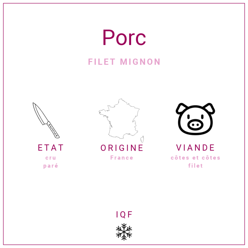 Filet mignon de porc +/- 110gr surgelé | Grossiste Viande