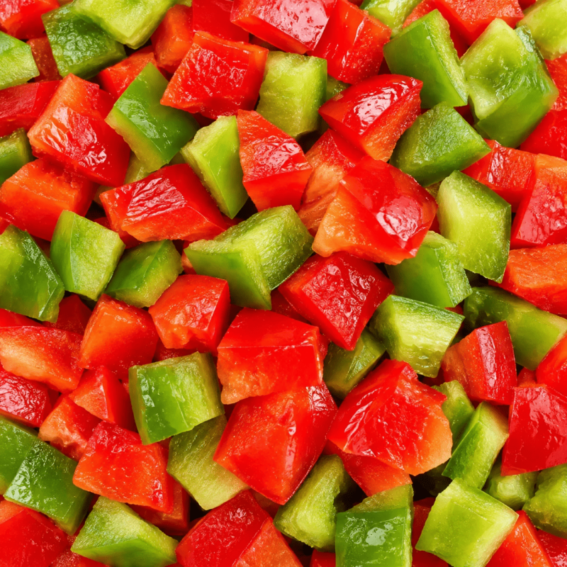Poivrons rouges et verts en cubes surgelés IQF | Pro